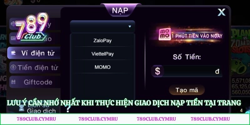 Lưu ý cần nhớ nhất khi thực hiện giao dịch nạp tiền tại trang game